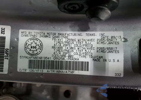 2014 Toyota Tacoma Double Cab Long Bed from USA, damaged, VIN 5TFMU4FN8EX019541